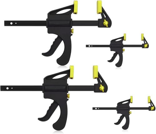 Sargentos de barra con ajuste rapido 100 mm para carpinteria TUV GS, 4 piezas