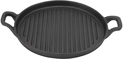 Fyearfly Sartén de hierro fundido, reversible con doble mango, sartén acanalada, 24 cm, estufa de gas y eléctrica