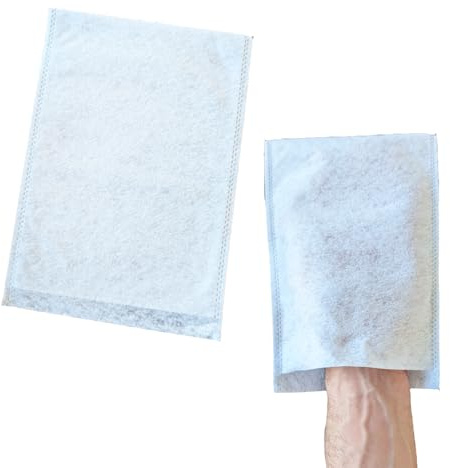 50 Molton Waschhandschuhe Weiß 15x22 cm – 50 Stück | Weich & Hautfreundlich Pflegehandschuhe aus Molton 60 g/m² dünn | Sanfte Einweg-Waschhandschuhe für Baby, Senioren, Klinik & Alltag