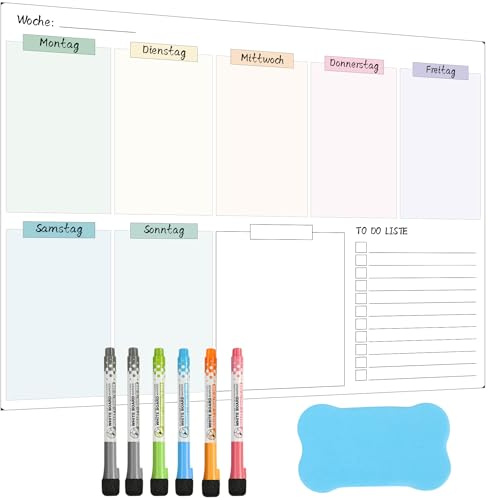 SONNELD Planificador semanal lavable para familia, pizarra magnética, planificador de comidas, semana, pizarra blanca, calendario familiar, pizarra magnética, nevera, plan semanal para oficina