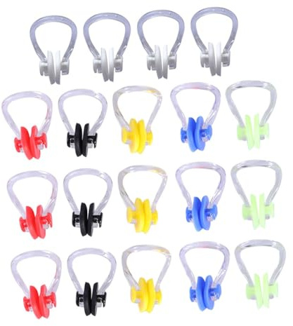 STOBAZA Clip Nasali Impermeabili per Nuoto in Silicone Morbido Set da 20 Pezzi Colori Misti Accessori Piscina per Protezione Naso e Clip Nasale Adatte a Nuotatori Professionisti e