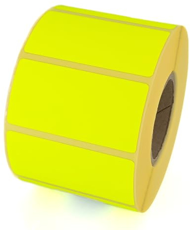 MD Labels Etiquetas Adhesivas Amarillo Neón 60 x 30 mm en Rollo – 1000 Etiquetas Autoadhesivas Fluorescentes para Oficina, Almacén, Organización, Marcaje y Envíos