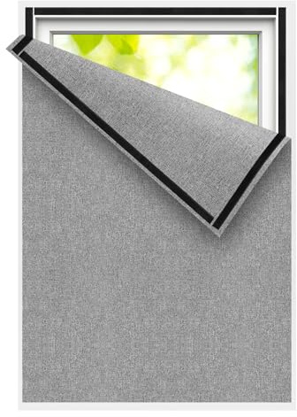 Fenster Verdunkelung,Leinenoptik Dachfenster Sonnenschutz,Hitzeschutz Fenster Innen,Verdunkelungsrollo Ohne Bohren,Dachfensterrollos Blinds Zuschneidbar,Verdunklungsfolie Meterware für Schlafzimmer