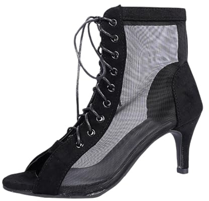 Scarpe Da Ballo Donna Heels Dance Shoes Class Bootie Scarpe con Tacco Alto Sexy in Rete, Eleganti Decollete Scarpes Tacco Punta Aperta Tacchi Heels per Dance Performance Feste Giornaliere e Serali
