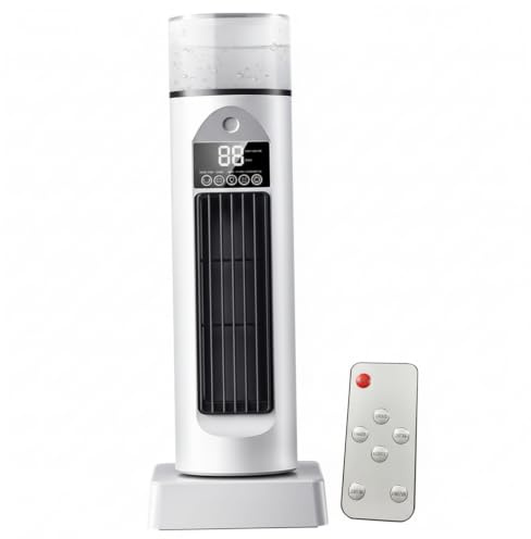 Ventilateur tour oscillant sans lame, ventilateur de climatisation portable avec fonction de brume, refroidisseur bureau USB, télécommande blanc