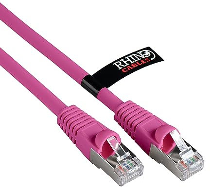 rhinocables CAT 6a Ethernet Cable | 10Gbps S/FT High-Speed & Large Bandwidth Data Transfer | Reliable LAN Network RJ45 Cable | Wi-Fi Broadband Cable for Seamless Gaming & Streaming (5m, Pink)