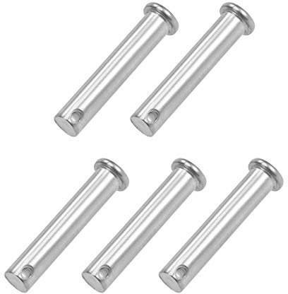 sourcing map Single Hole Clevis Pins - 10mm X 50mm Flat Head 304 Stainless Steel Link Hinge Pin 5Pcs