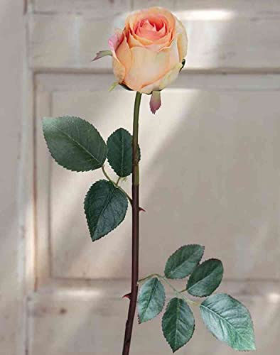 artplants.de Kunst Rose SAPINA, gelb-orange, 60cm, Ø6cm - Samt Rose