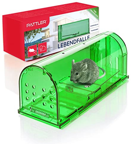 PATTLER® Trappola per Topi Vivi - Trappole per topi da Esterno e Interno - Trappole topi utilizzabili con esche per topi di vario genere - Trappola per Topi Grandi e Piccoli topi - Verde 1 Pezzo