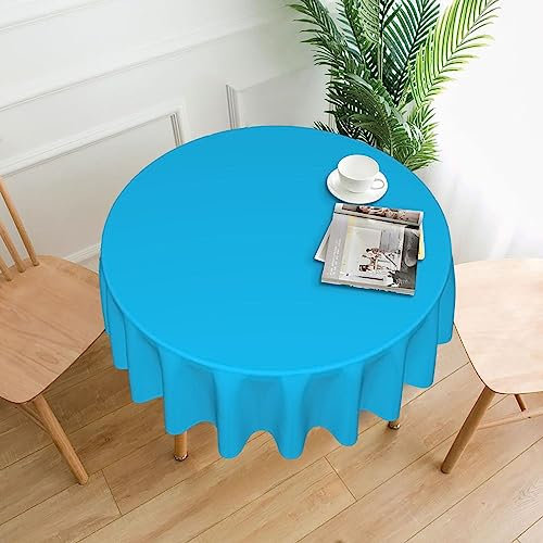 Runde Tischdecke, waschbar, Polyester, rund, einfarbig, hellblau, perfekt für Buffet-Tische, Partys, Picknick-Mittagessen. - 152,4 cm