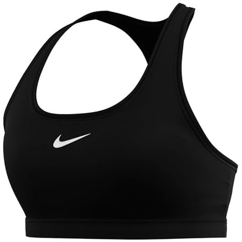 Nike DX6821-010 Swoosh Medium Support Reggiseno Sportivo Donna Black/White Taglia 2XS