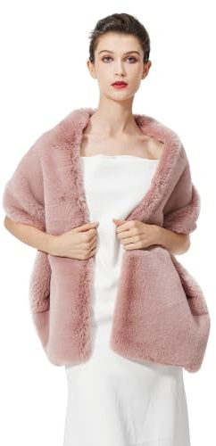 BEAUTELICATE Estola Chal Pelo Mujer Boleros Mantón para Fiesta Bodas Novia Invierno Vestido de Noche（Dusty Rose,talla única）