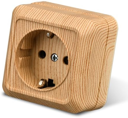 Enchufe de Pared para Montaje en Superficie, Juego de Enchufes Eléctricos Interiores 250 V AC 16 A, Grano de Madera Con Toma de Tierra