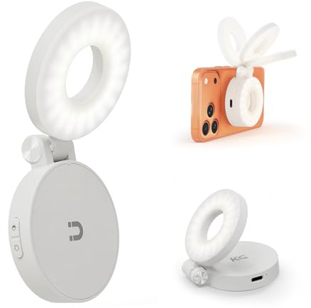 KraftGeek Aro de Luz para Movil Compatible con MagSafe, Ring Light Magnético Portátil para iPhone/Android, Luz LED Recargable para Teléfono/Selfies/Vlogs/Fotografía/Viajes, Blanco