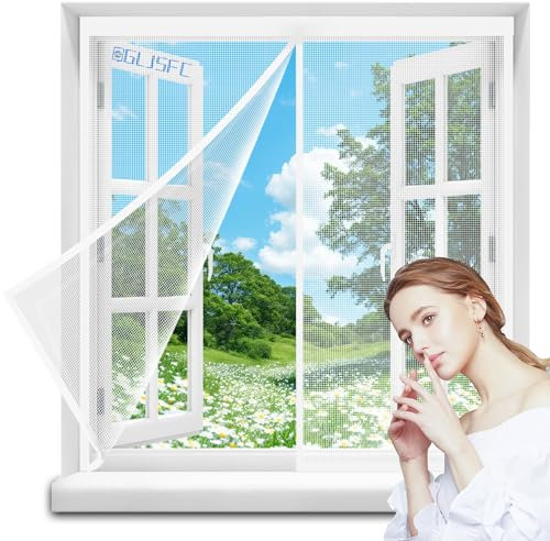 SelfAdhesive Insect Screen Roller Blind 160x125cm Comfort Open, Close Fly Screen Window to Open & Close - Keep Bugs Out & Lets Fresh Air in Top-to-Bottom Seal Snaps White