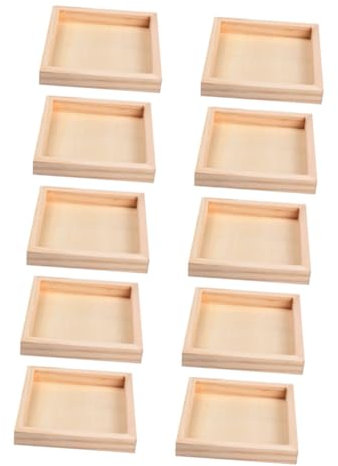 GREENADSCAPE 10pcs Tray for Block Puzzle Storage Unfinished Wood Organizer for Puzzle Sorting Lightweight Portable Tray for Home Use