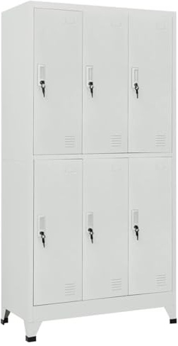 IKAYAA Taquillas Vestuario Armario para Vestuario Taquilla Metálico con 6 Compartimentos, Percha, Ranuras de ventilación Recubrimiento de Polvo 90 x 40 x 180 cm