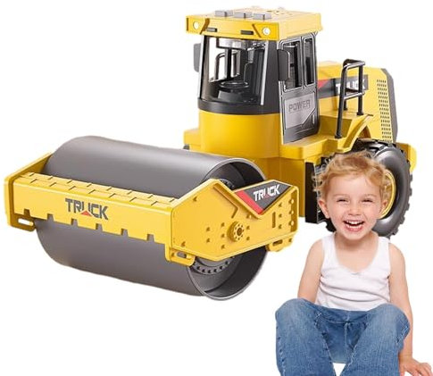 Rouleau de route moulé sous pression – Camion jouet | Ensemble de jeu de construction pour, rouleau compresseur authentique, modèle de bulldozer créatif pour jeunes constructeurs et passi