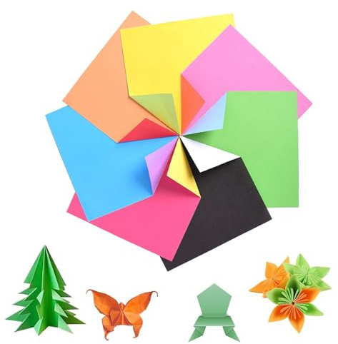 Bebochoi 140 Hojas Papel Origami 15x15cm, 8 Colores - origami para niños lados, Papel de origami de colores, cartulinas colores, papel plegable cuadrado de doble cara, adecuado para manualidades