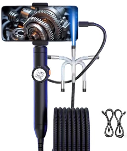 Endoscope Inspection Camera,Two-Way 360° Articulating Borescope,1080P Endoscope Camera with 6 LED Lights, 6mm IP67 Waterproof Probe, 200cm, For HVAC, Plumbing, Automotive, Electrical
