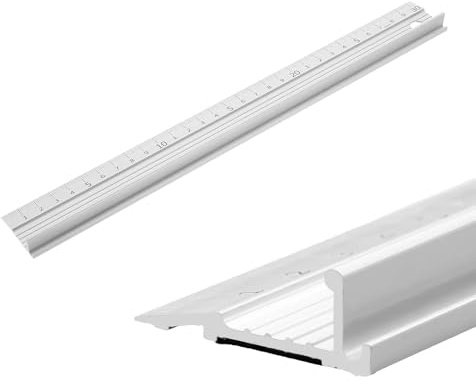 White Aluminium Cutting Ruler, with Raised Grip, Metal Safety Ruler, Multifunctional Precision Metal Safety Rulers, for Length Measurement (White-30cm)