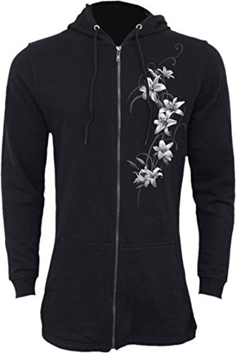 Spiral - Pure of Heart - Ladies Fish Tail Full Zip Hoody - Zip Sleeve - S Black