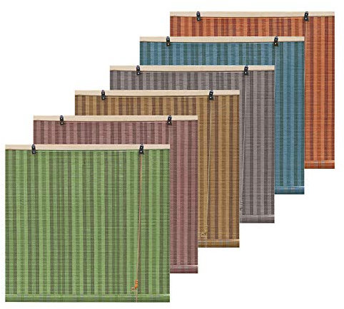 AILILI Bamboo Curtain,Roller Blinds,70% Shading Rate,Shower Curtain,Bamboo Blind,Customizable Size,bamboo Shades,Green, Wood Color, Orange, Dark Purple, Gray, Blue