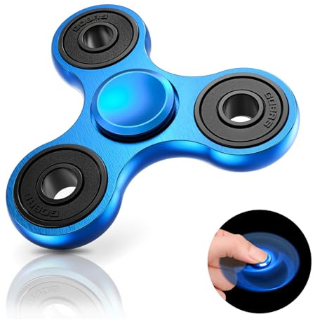 Coolden Hand Spinner Metal, Anti Stress Fidget Toys Haute Vitesse de 2-5 Min, École Bureau Jouet Fidget Spinner Cadeau pour Enfants Adultes Anxiety Relief ADHD Finger Spin Bleu