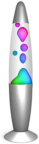 PartyFunLights - 34 cm Rainbow Lava Lamp | White Wax RGB Lava Lamp | Retro Nostalgia | Relaxing Mood Light | Decorative Illumination