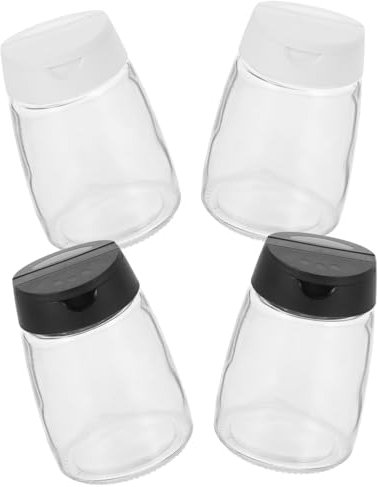 Zerodeko 4 Stück Gewürzflaschen Salztopf Glas Gewürz Menage Zuckerstreuer Salz Und Pfefferstreuer Streuer Gewürze Gewürzbehälter Grobstreuer Kakaostreuer Salzstreuer Pp Multifunktion