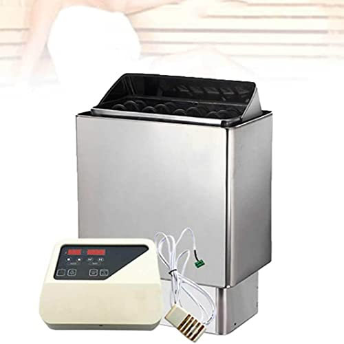 HLGKBY Calentador de Sauna eléctrico Comercial, Estufa de Calentador de Sauna eléctrico de 6KW, baño de Vapor seco SPA 32-210 °F Calentador de Sauna de Acero Inoxidable para Habitaciones de 6-9 m³