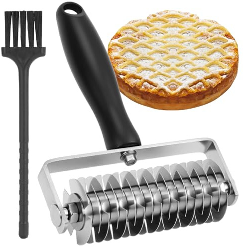 Ecavria Pastry Lattice Roller Cutter, Premium Stainless Steel Lattice Dough Cutter, Professional Pastry Cutting Tool for Beef Wellington Pie Bread Cookie Pizza