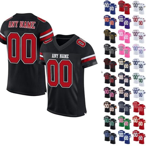 Trikot Damen, Personalisiert American Football Spieltrikots Mit Name Nummer Personalisierte T-Shirt Für Kinder Erwachsene Junge Mädchen Herren Damen Custom Football Jersey (Einheitsgröße, 5) Generisch