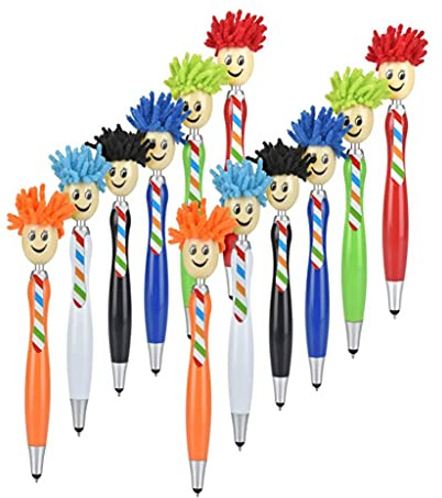 QUEENYARD Mop Stylus Pens,Screen Cleaner Stylus Pens Duster for Creative Gel Ink Rollerball Pen for School Office Stationery Store Kids Girls Gift