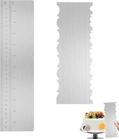 2 stycken kakspatlar i rostfritt stål med 30 cm skål och 2-i-1 kakspatel för utjämning för olika former av kam-tårta, tårtskärare för mousse, smörkräm, tårtdekoration (B