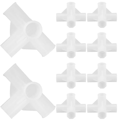 FONDOTIN Kit 10 Pezzi Connettori in Plastica Bianca per Asta Armadio 4 Vie Design a 5 Fori, per Organizzazione Flessibile e Ottimizzazione Spazio in Soluzioni Versatili Fai da Te