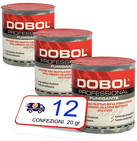 12 x BARATTOLI 20 gr. DOBOL INSETTICIDA FUMOGENO CON CIFENOTRIN AMBIENTI DA 250 M3