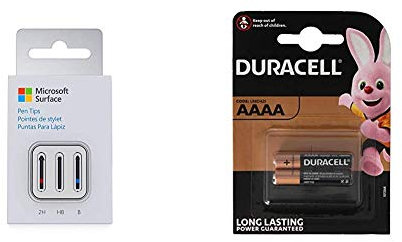 Microsoft gfu-00002 Kit di Mina per pennino superficie & Duracell Ultra AAAA Batteria Specialistica, 1.5V, confezione da 2, (MN2500/LR8D425) progettate per matite digitali, dispositivi medici e fari