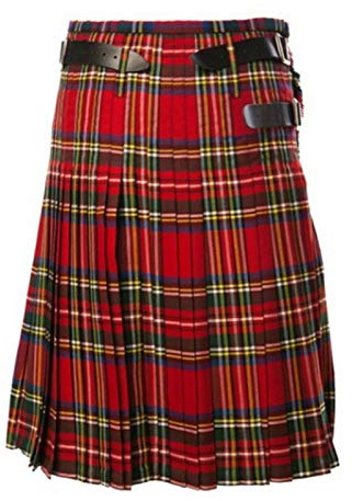Bellissimo Kilt Scozzese Gonnellino Scozzese da Uomo Tradizionale Cintura Scozzese A Pieghe Catena Bilaterale Marrone Pu