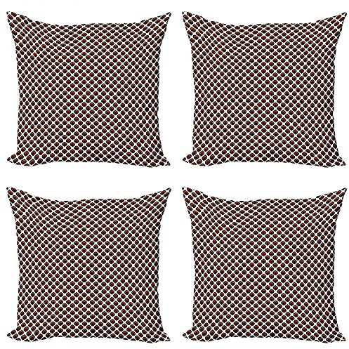 ABAKUHAUS Abstrakt Kissenbezug Set (4 Stück), Traditionelle Oval Motiv, moderner doppelseitiger Digitaldruck, 50 cm, Braun Schwarz Weiß