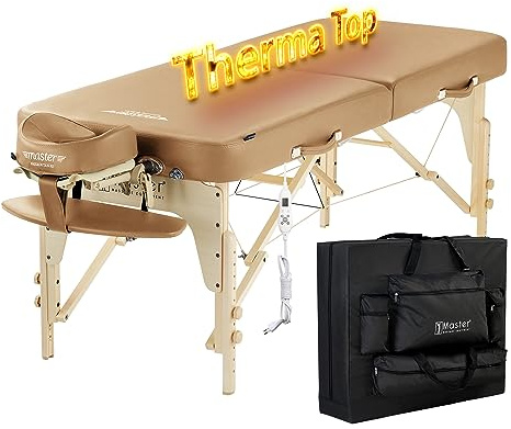 Master Massage Phoenix 71 cm mobil hopfällbar massagebänk massagebänk kosmetisk stol massagestol, ljusbrun, liggyta: 184 x 71 cm, arbetshöjd: 60-84 cm