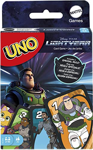 Mattel Games HJC24 - UNO Disney und Pixar Lightyear Kartenspiel mit Filmthema und Sonderregel, Geschenk für Kinder, Erwachsene und Familienspielabende, ab 7 Jahren