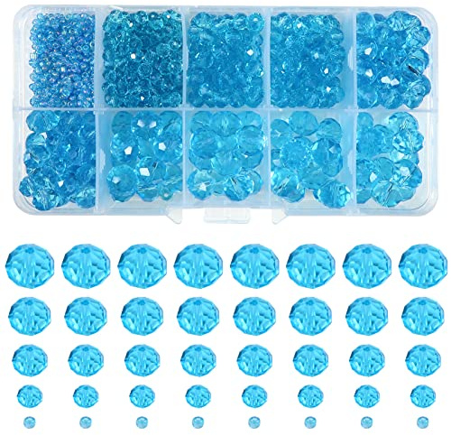 TOAOB 1000 St Kristallglaspärlor 2 mm 4 mm 6 mm 8 mm 10 mm Blå Fasetterade Glas Pärlor Kristallglaspärlor för Smyckestillverkning Bulk DIY Hantverk till Halsband Örhängen
