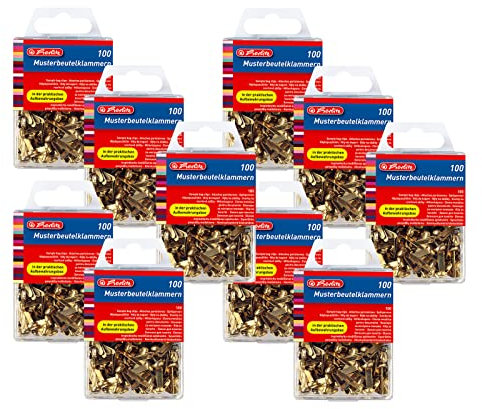 Herlitz 1000 x Musterbeutelklammern aus Metall mit rundem Kopf