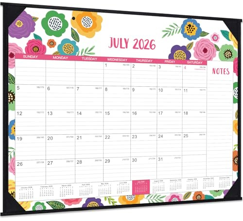2026-2027 Desk Calendar - Large Desk Calendar 2026-2027, Jul 2026 - Dec 2027, 22 x 17, 18 Month Large Calendar 26-27 with Corner Protectors, To-Do List & Notes, Desk/Wall Calendar for Organizing - Colorful Floral