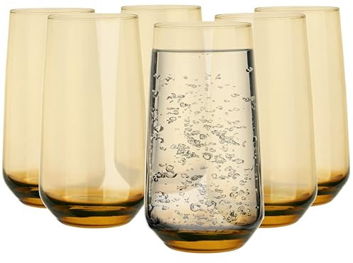 Glasmark KROSNO Lot de 6 verres à long drink, verre highball, cocktail, parfait pour la maison, les restaurants et les fêtes, ensemble de verres de forme classique