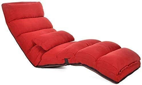 Sun Lounger Reclining Chairs Lazy Sofa Bed/Cotton Sofa Chair Floor/Leisure Japanese Deck Chair/Back Chair Bay Window Office Living Room - Folding / 6 Gear Adjustment/Detachable Sun Lounger Chair,Red