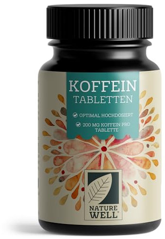 Koffeintabletten 365x - 200 mg Koffein pro Tablette - optimal hochdosiert - laborgeprüft mit Zertifikat - Vorratspack für 365 Tage - 100% vegan