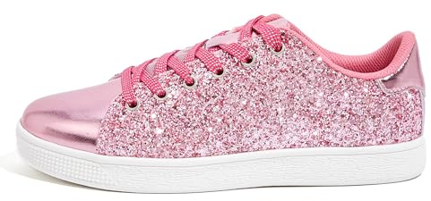 LUCKY STEP Baskets Femme | Baskets à Paillettes | Baskets Mode (Rose Vif, 8US-38EU-5UK)