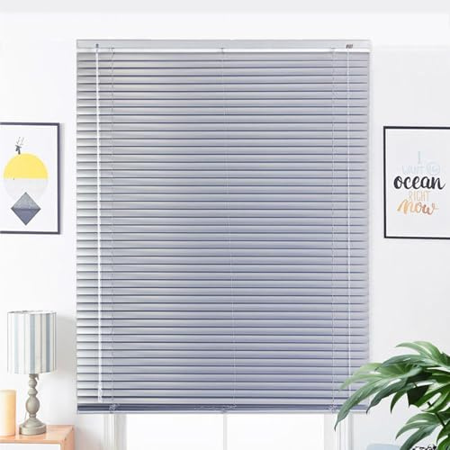 Aluminium Metal Venetian Blinds,25mm Slat,Blackout Horizontal Shades for Windows,Anti-UV Waterproof Light Adjustment Metal Blinds,Easy Fit Windows Treatment Shutters,WxH-65x220cm/25.6x86.5in
